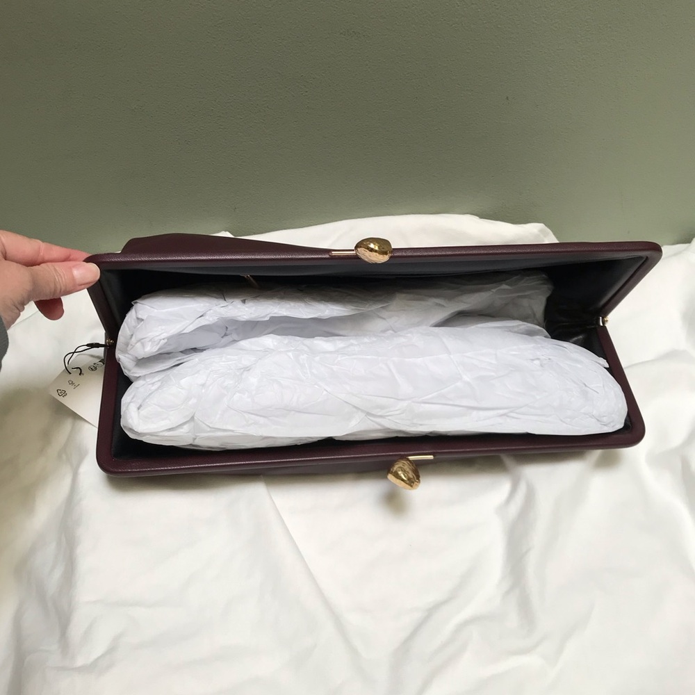 NWT Zara Metal Trim Leather Clutch - Picture 11 of 14